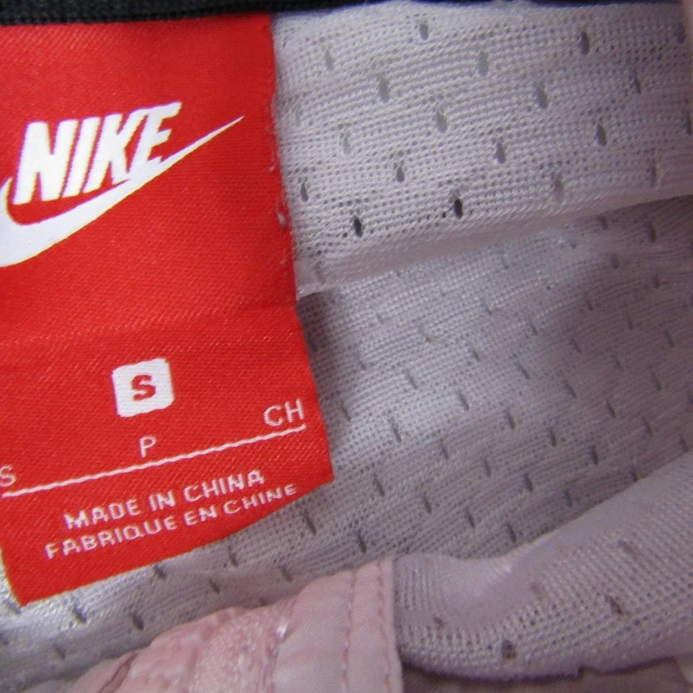 Nike Hooded Windbreaker Jacket Womens Small Pink Marble Anorak Pullover Half Zip